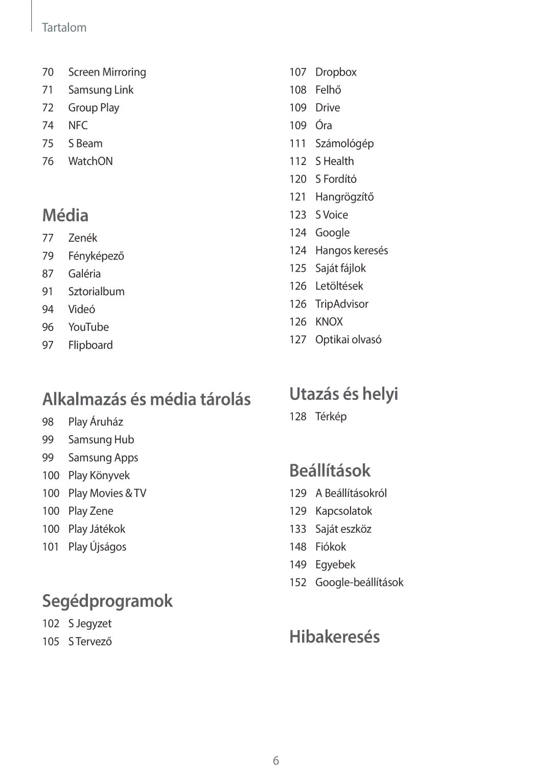 Samsung GT-I9506DKYEUR, GT-I9506DKYCYV, GT-I9506ZKACYV, GT-I9506ZWATPL, GT-I9506ZWAVGR, GT-I9506DKYVGR manual Utazás és helyi 