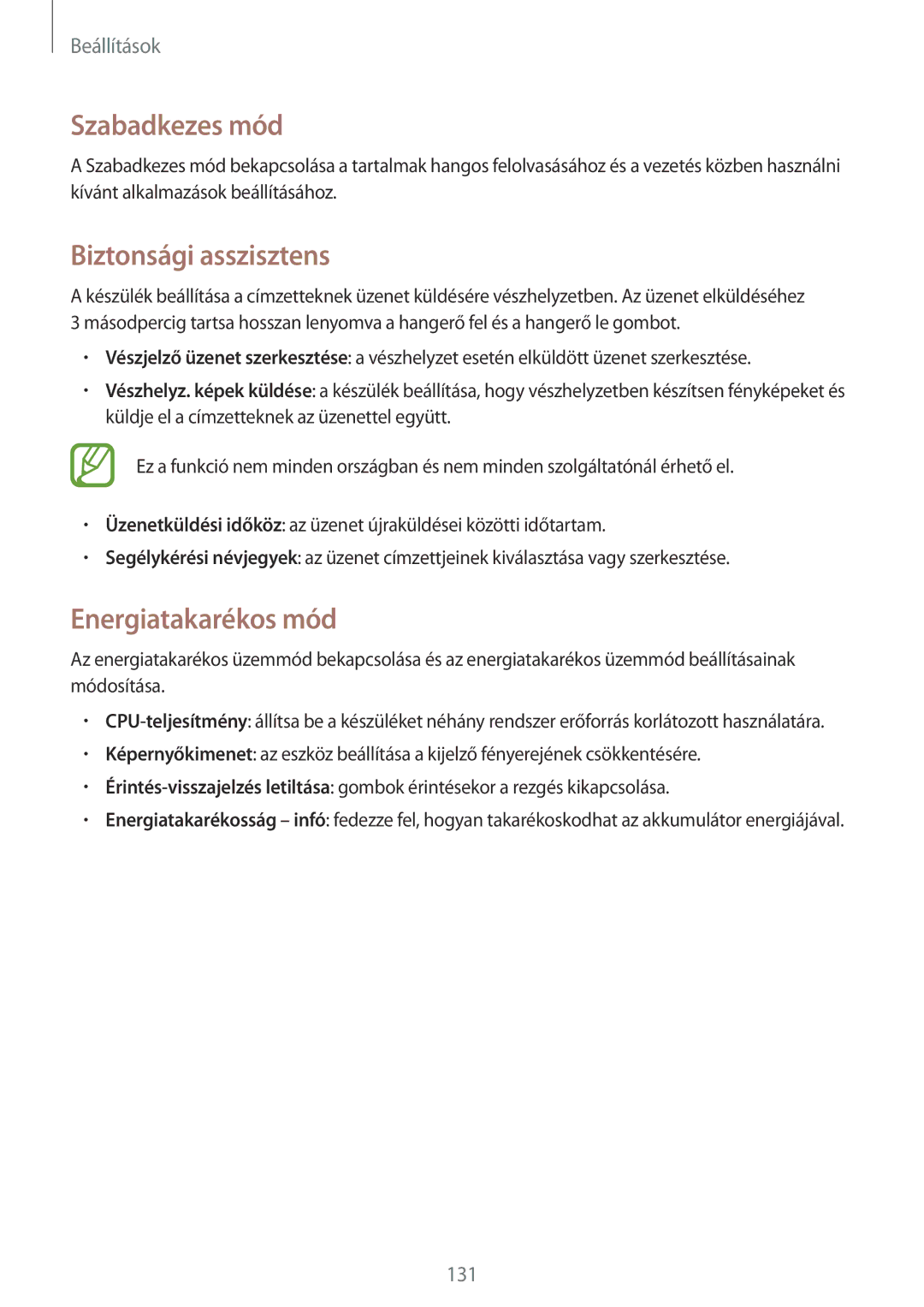 Samsung GT-I9506ZKACYV, GT-I9506DKYCYV, GT-I9506ZWATPL, GT-I9506ZWAVGR manual Biztonsági asszisztens, Energiatakarékos mód 