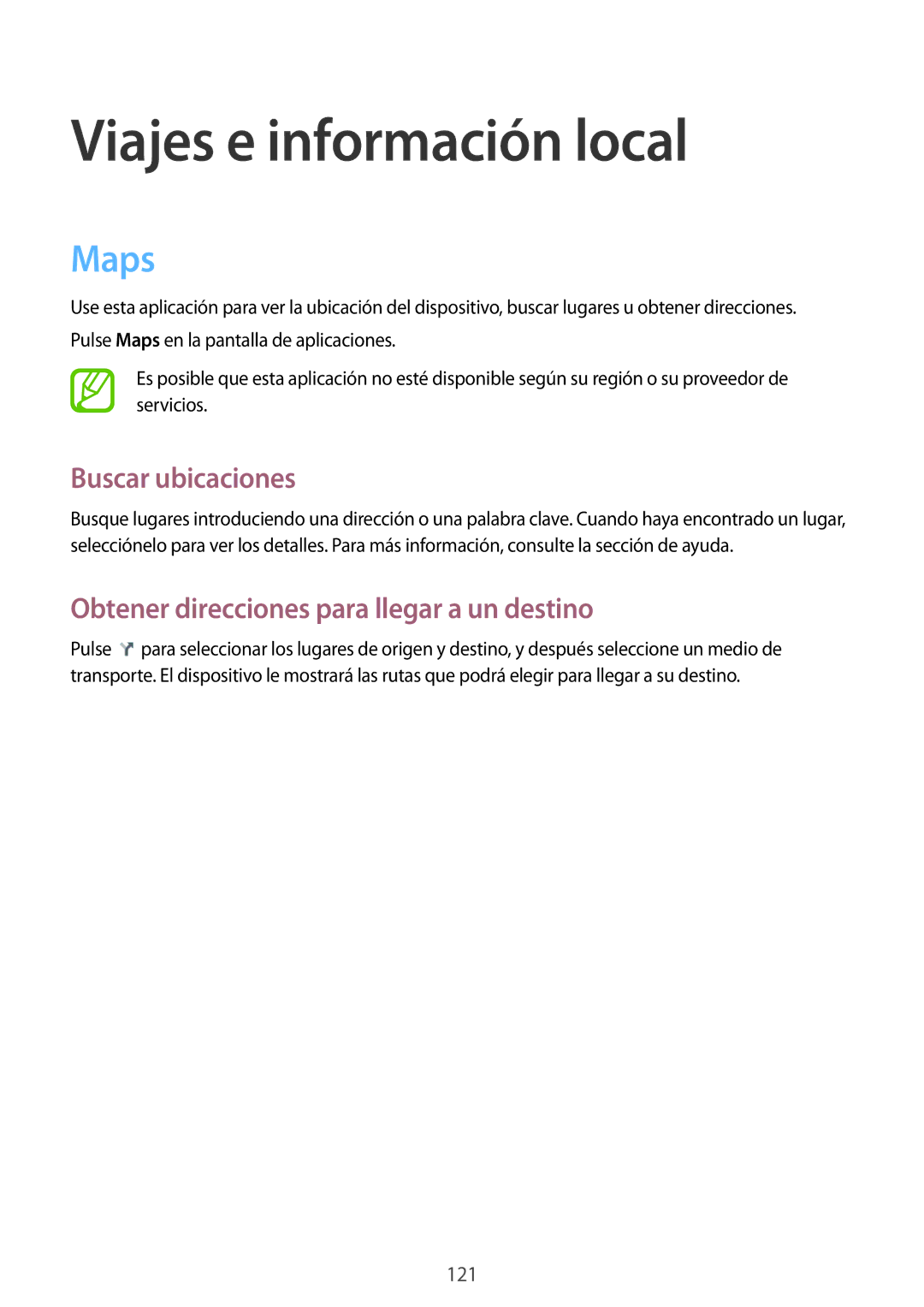 Samsung GT-I9506DKYATL, GT-I9506DKYDTM manual Maps, Buscar ubicaciones, Obtener direcciones para llegar a un destino 