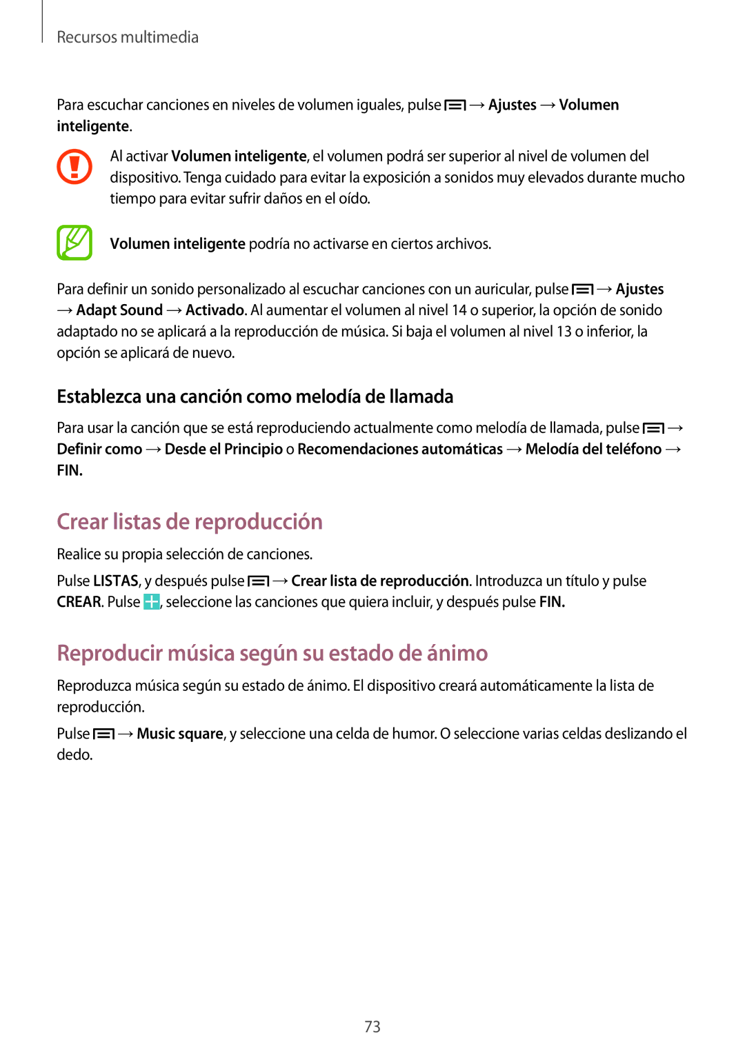 Samsung GT-I9506DKYPHE, GT-I9506DKYDTM manual Crear listas de reproducción, Reproducir música según su estado de ánimo 