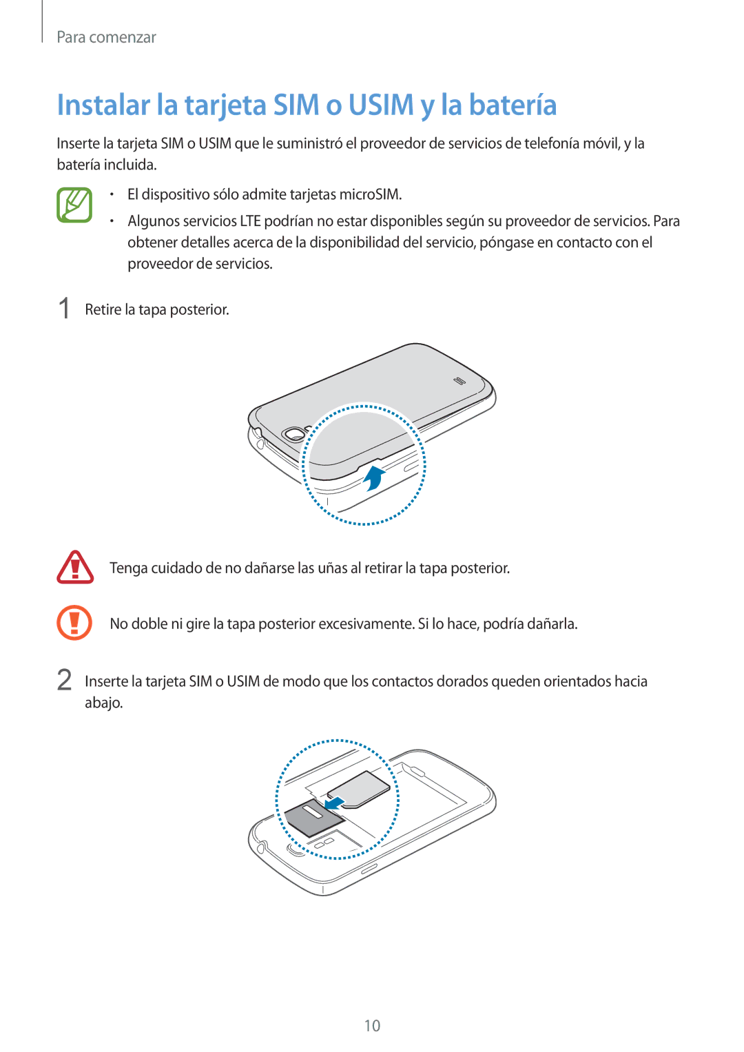 Samsung GT-I9506DKYPHE, GT-I9506DKYDTM, GT-I9506ZWAFTM, GT-I9506DKYATL manual Instalar la tarjeta SIM o Usim y la batería 