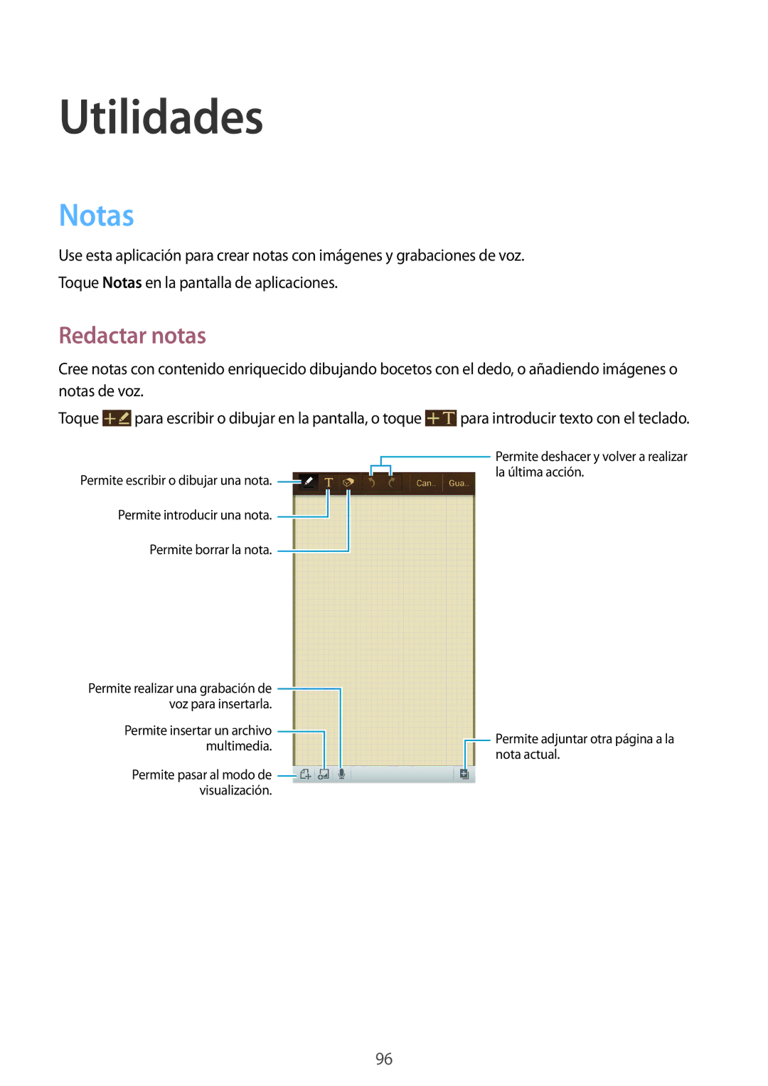 Samsung GT-I9506ZWAATL, GT-I9506DKYDTM, GT-I9506ZWAFTM, GT-I9506DKYATL, GT-I9506DKYPHE manual Utilidades, Notas, Redactar notas 