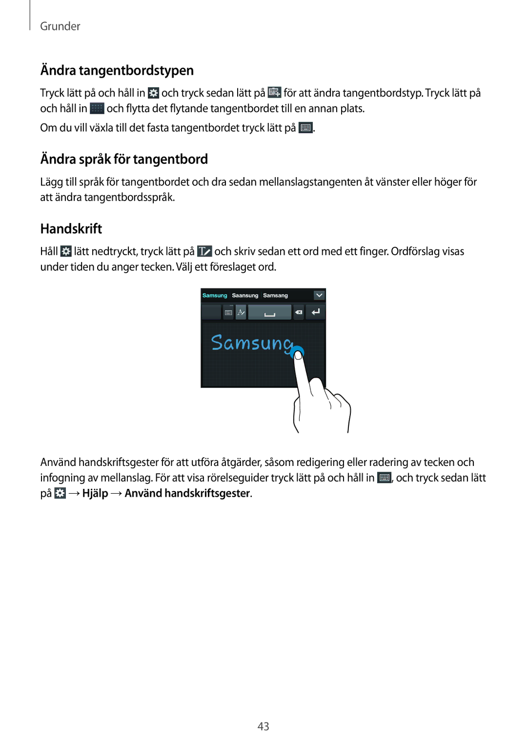 Samsung GT-I9506ZSANEE, GT-I9506DKYNEE manual Ändra tangentbordstypen, Ändra språk för tangentbord, Handskrift 