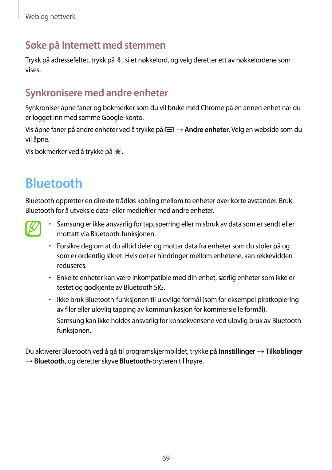 Samsung GT-I9506ZSANEE, GT-I9506DKYNEE manual Bluetooth, Synkronisere med andre enheter 