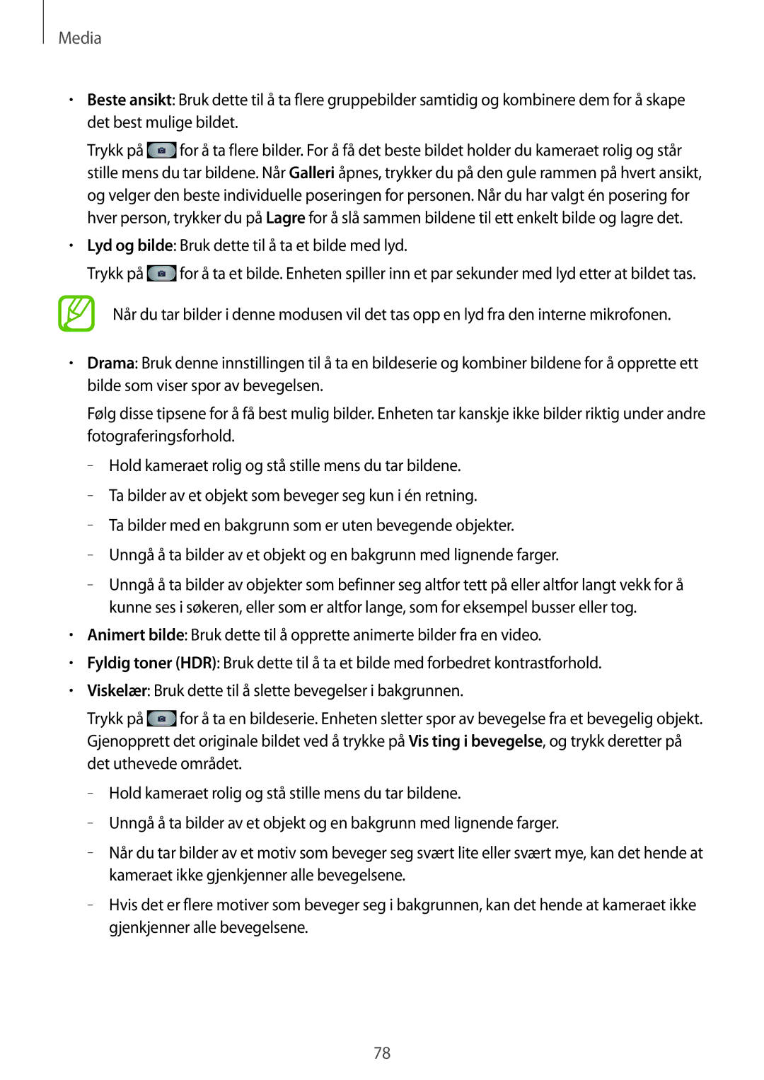 Samsung GT-I9506DKYNEE, GT-I9506ZSANEE manual Lyd og bilde Bruk dette til å ta et bilde med lyd 