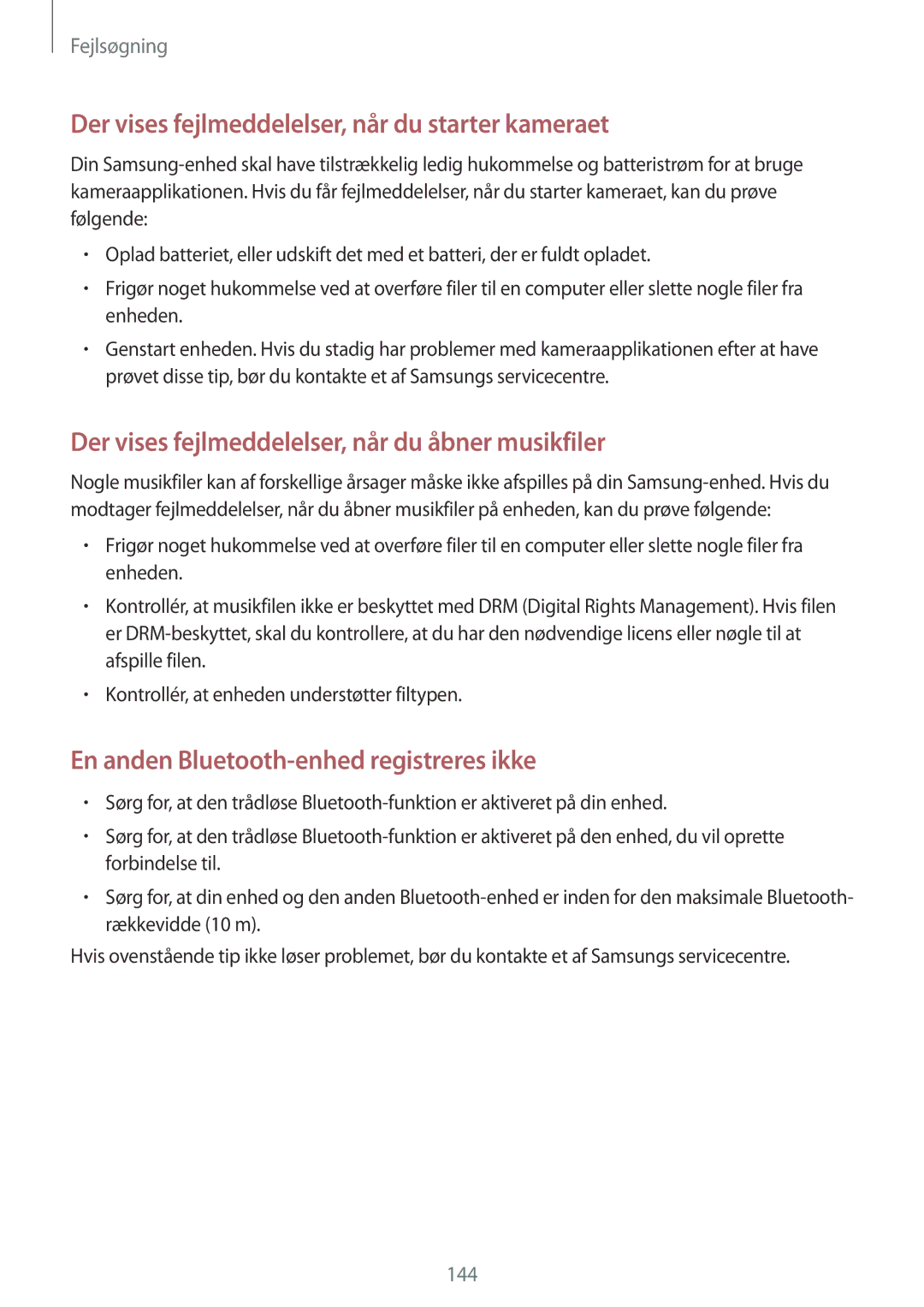 Samsung GT-I9506DKYNEE, GT-I9506ZSANEE manual Der vises fejlmeddelelser, når du starter kameraet 