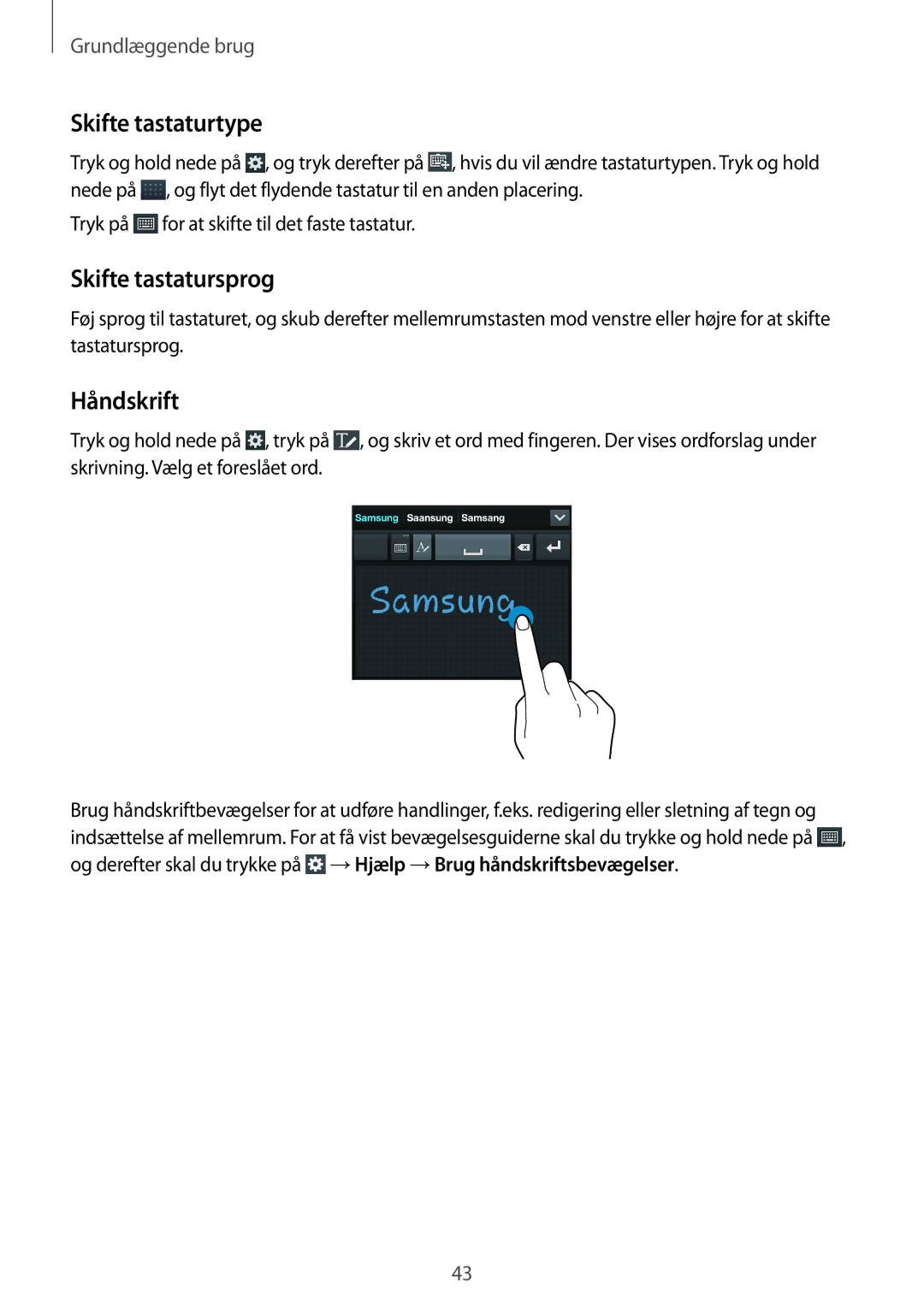 Samsung GT-I9506ZSANEE, GT-I9506DKYNEE manual Skifte tastaturtype, Skifte tastatursprog, Håndskrift 