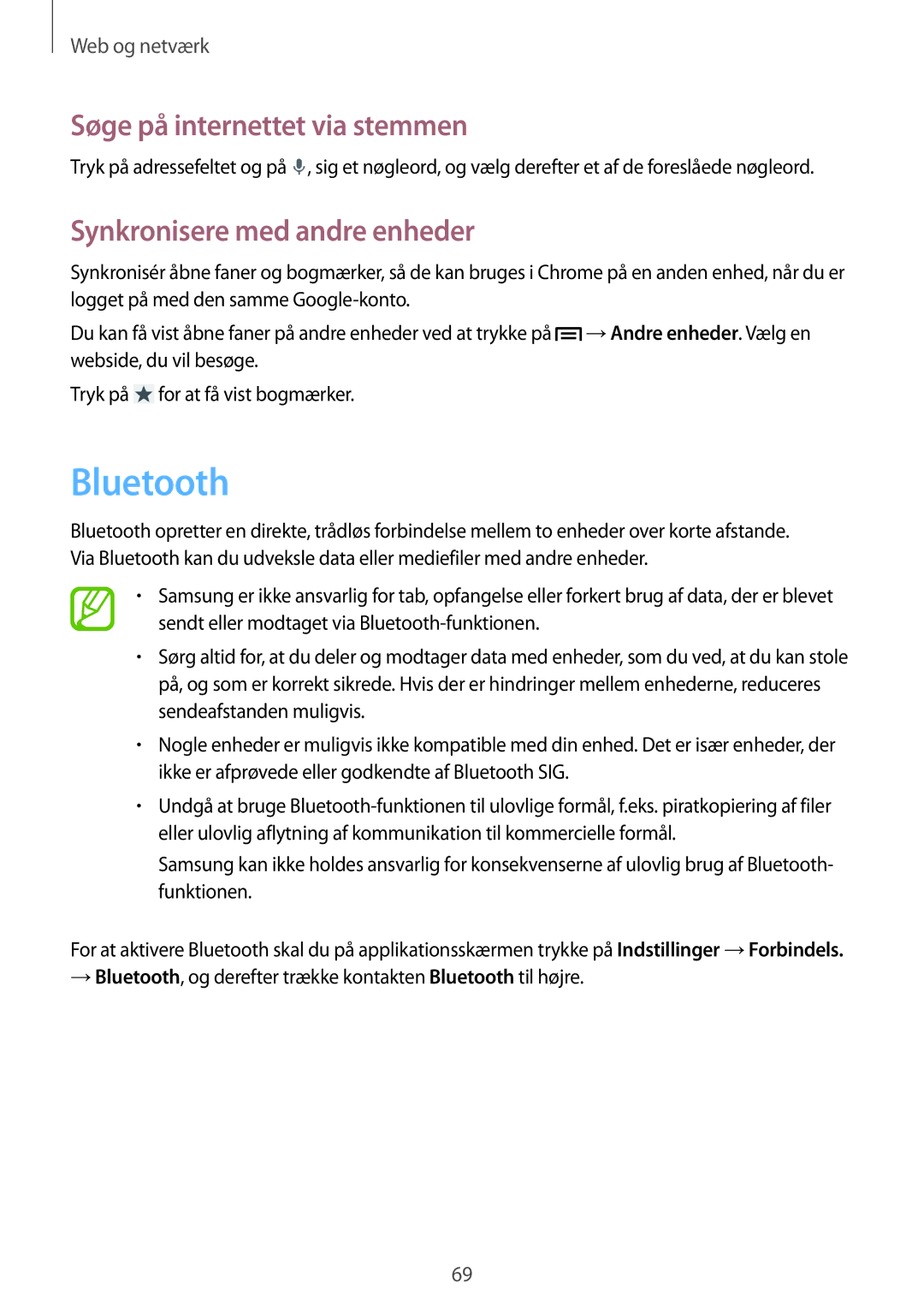 Samsung GT-I9506ZSANEE, GT-I9506DKYNEE manual Bluetooth, Synkronisere med andre enheder 