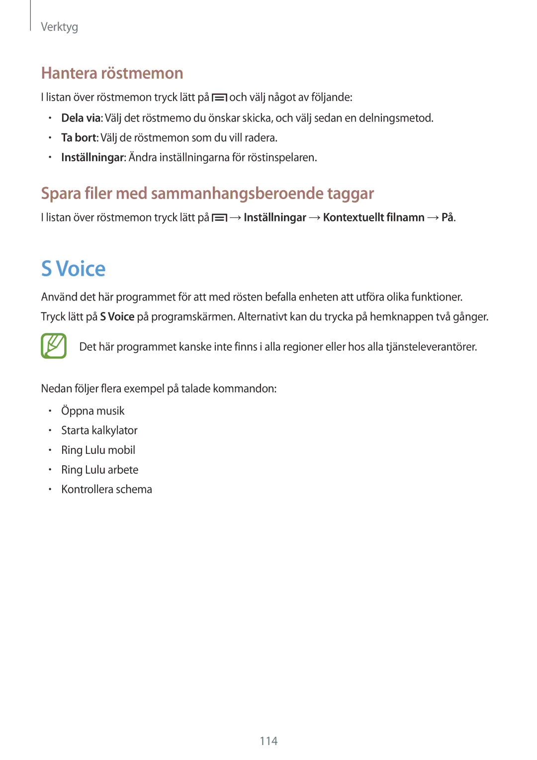 Samsung GT-I9506DKYNEE, GT-I9506ZSANEE manual Voice, Hantera röstmemon, Spara filer med sammanhangsberoende taggar 