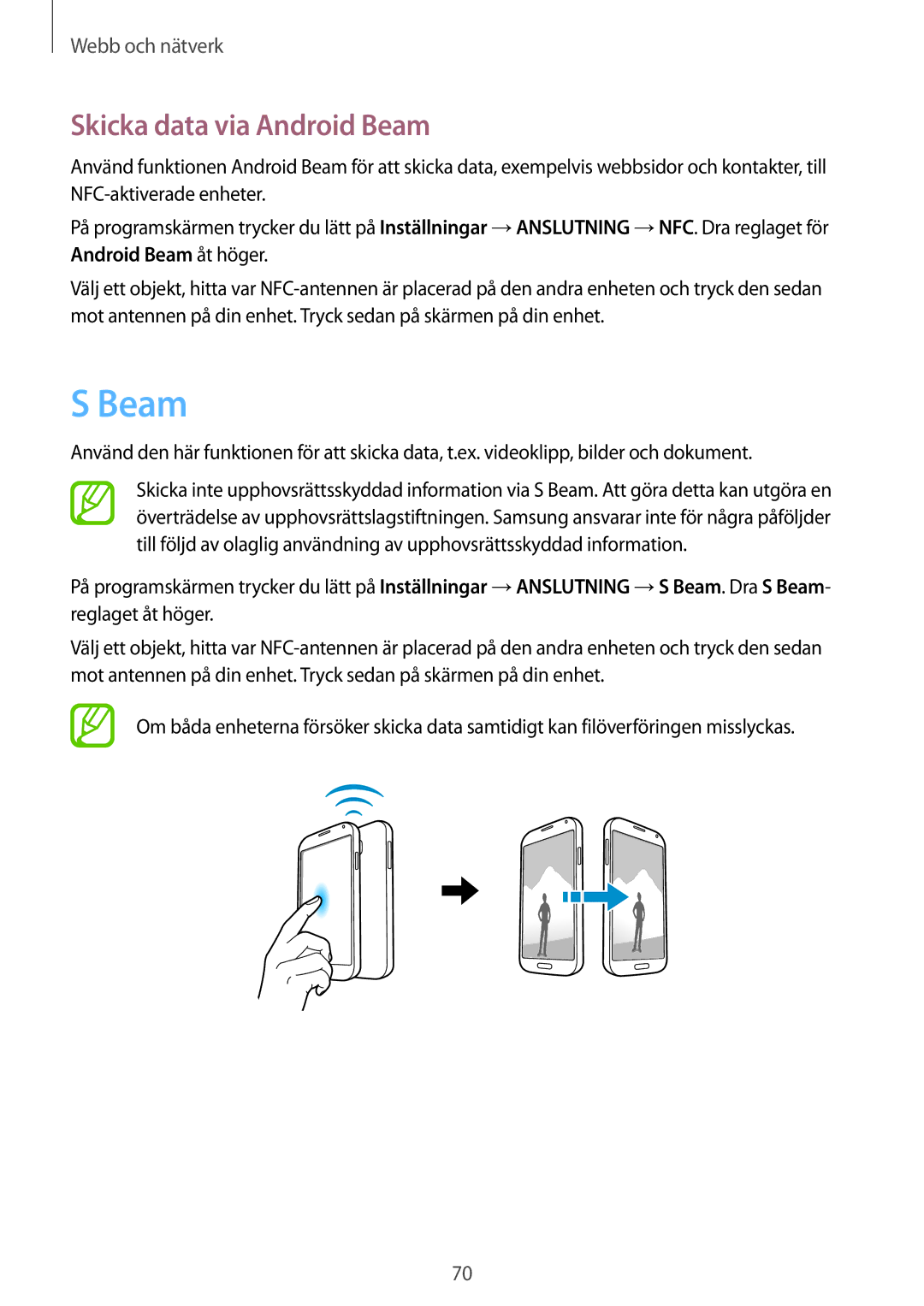 Samsung GT-I9506DKYNEE, GT-I9506ZSANEE manual Skicka data via Android Beam 