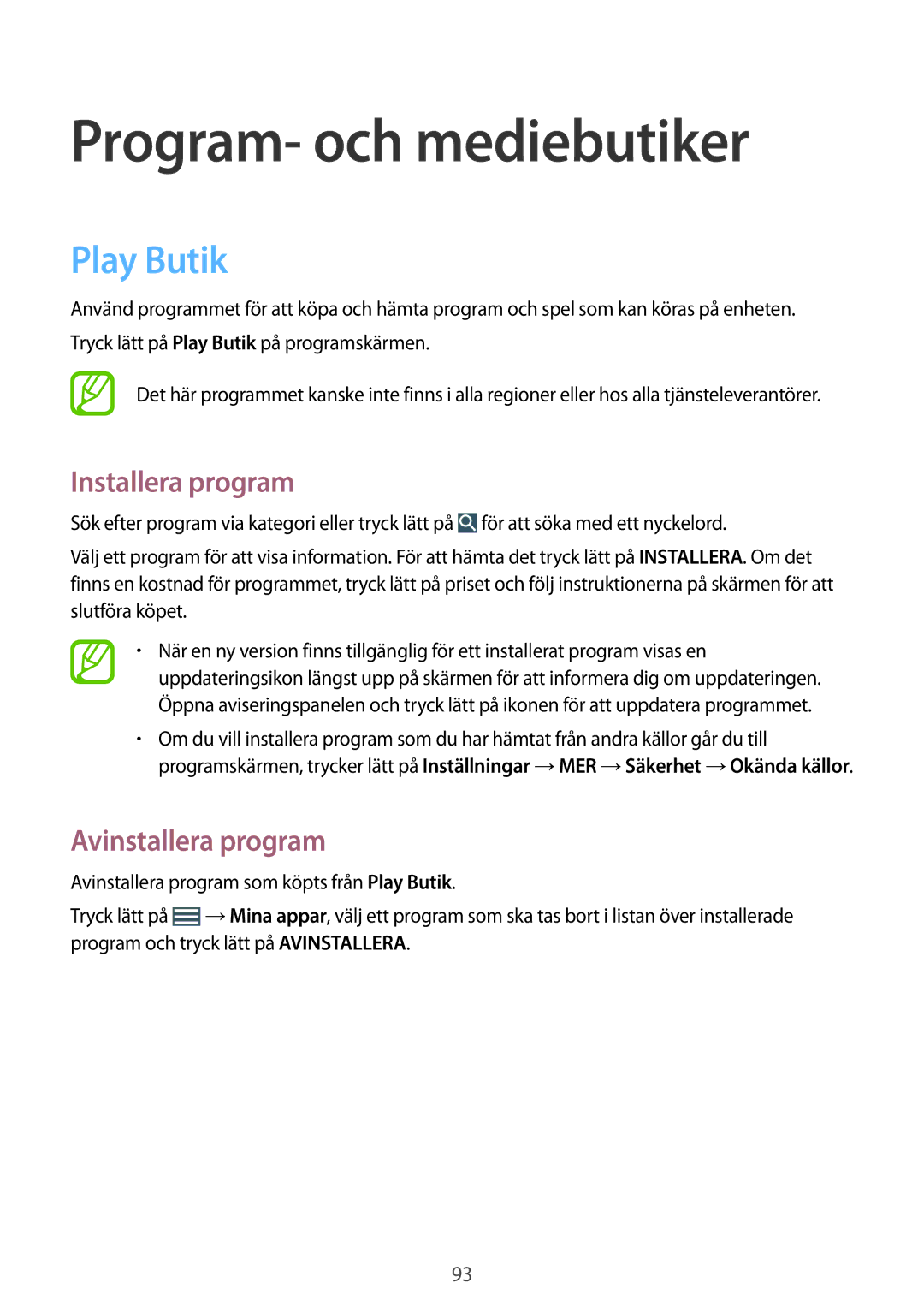 Samsung GT-I9506ZSANEE, GT-I9506DKYNEE manual Program- och mediebutiker, Play Butik 