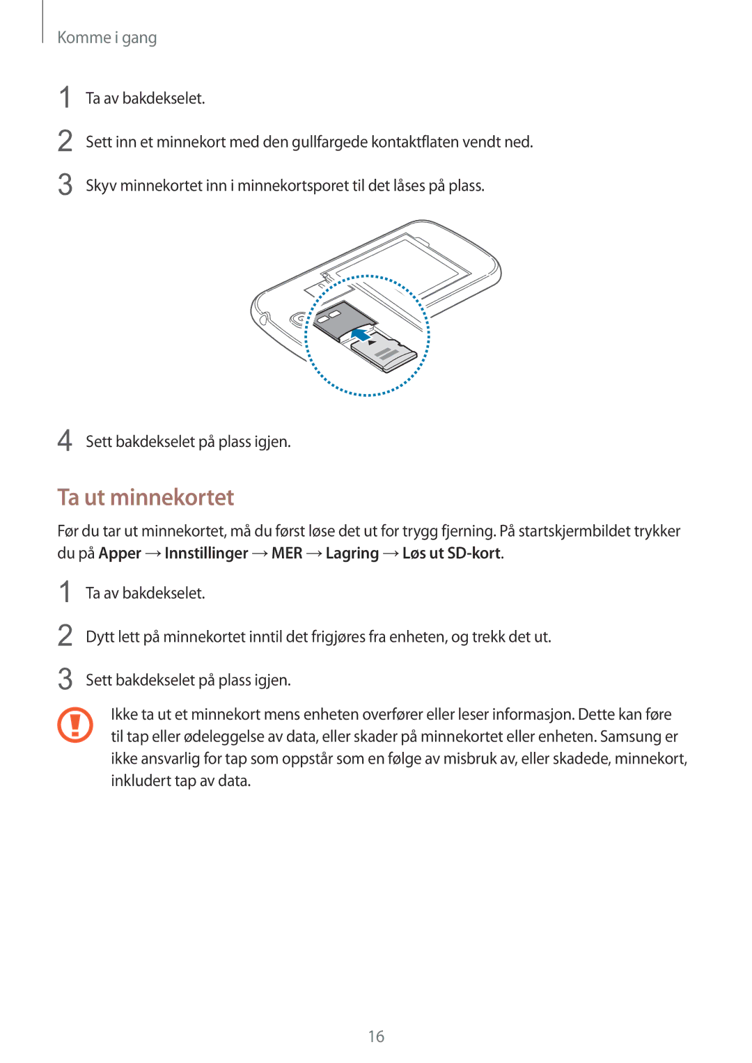 Samsung GT-I9506DKYNEE, GT-I9506ZSANEE manual Ta ut minnekortet 