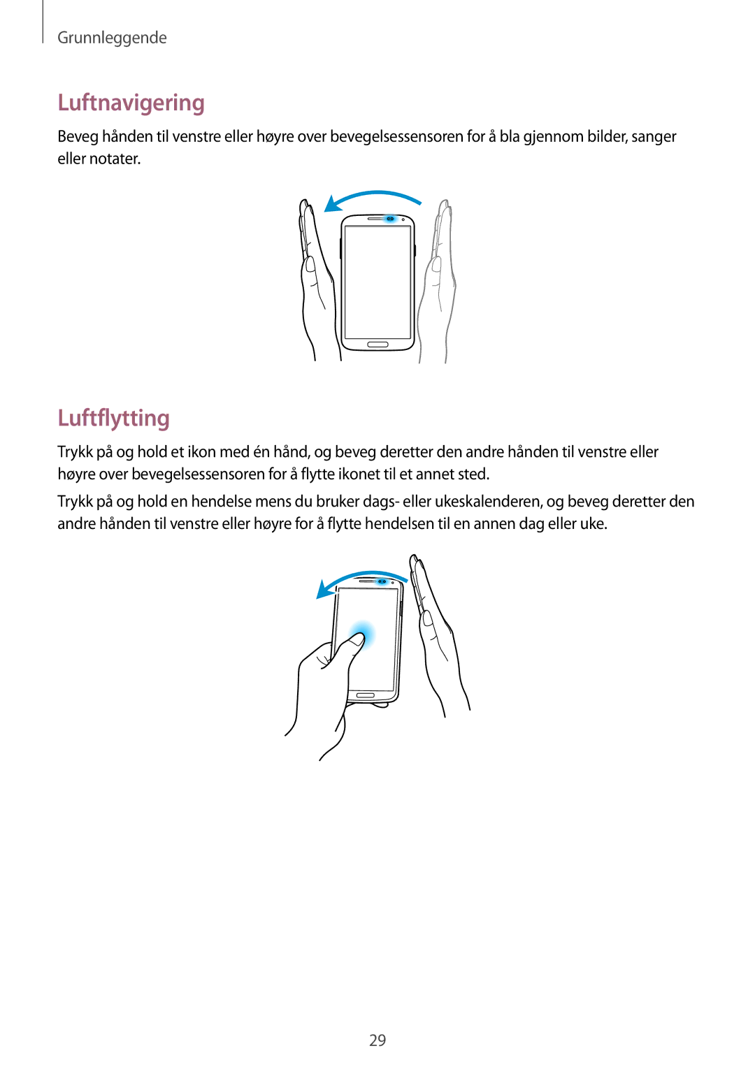 Samsung GT-I9506ZSANEE, GT-I9506DKYNEE manual Luftnavigering, Luftflytting 