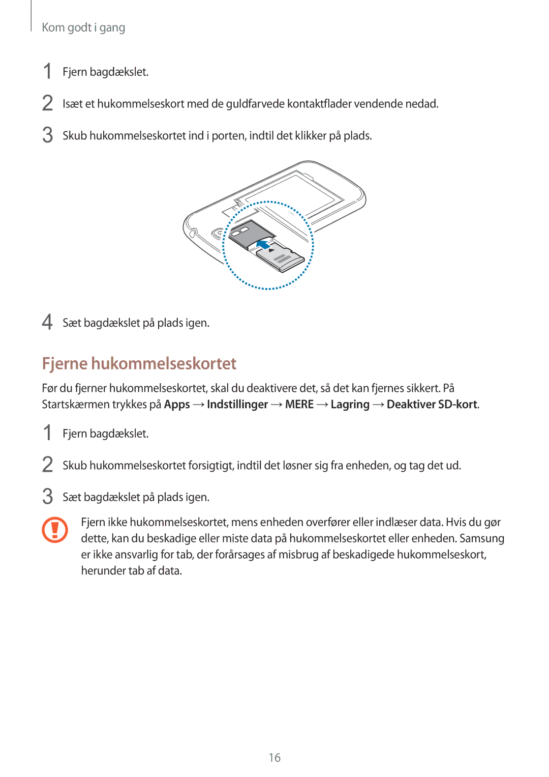 Samsung GT-I9506DKYNEE, GT-I9506ZSANEE manual Fjerne hukommelseskortet 