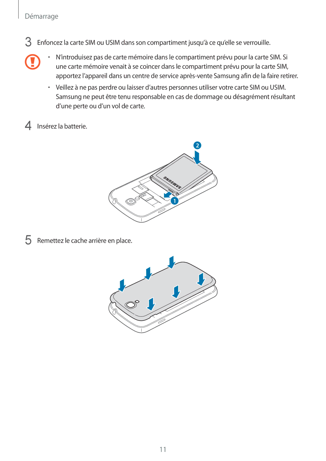 Samsung GT-I9506ZWAFTM, GT-I9506ZKAFTM manual Démarrage 