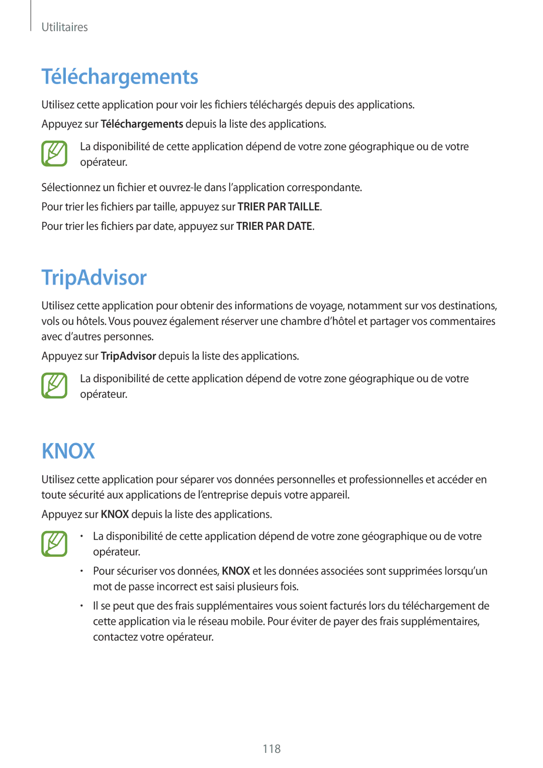 Samsung GT-I9506ZKAFTM, GT-I9506ZWAFTM manual Téléchargements, TripAdvisor 