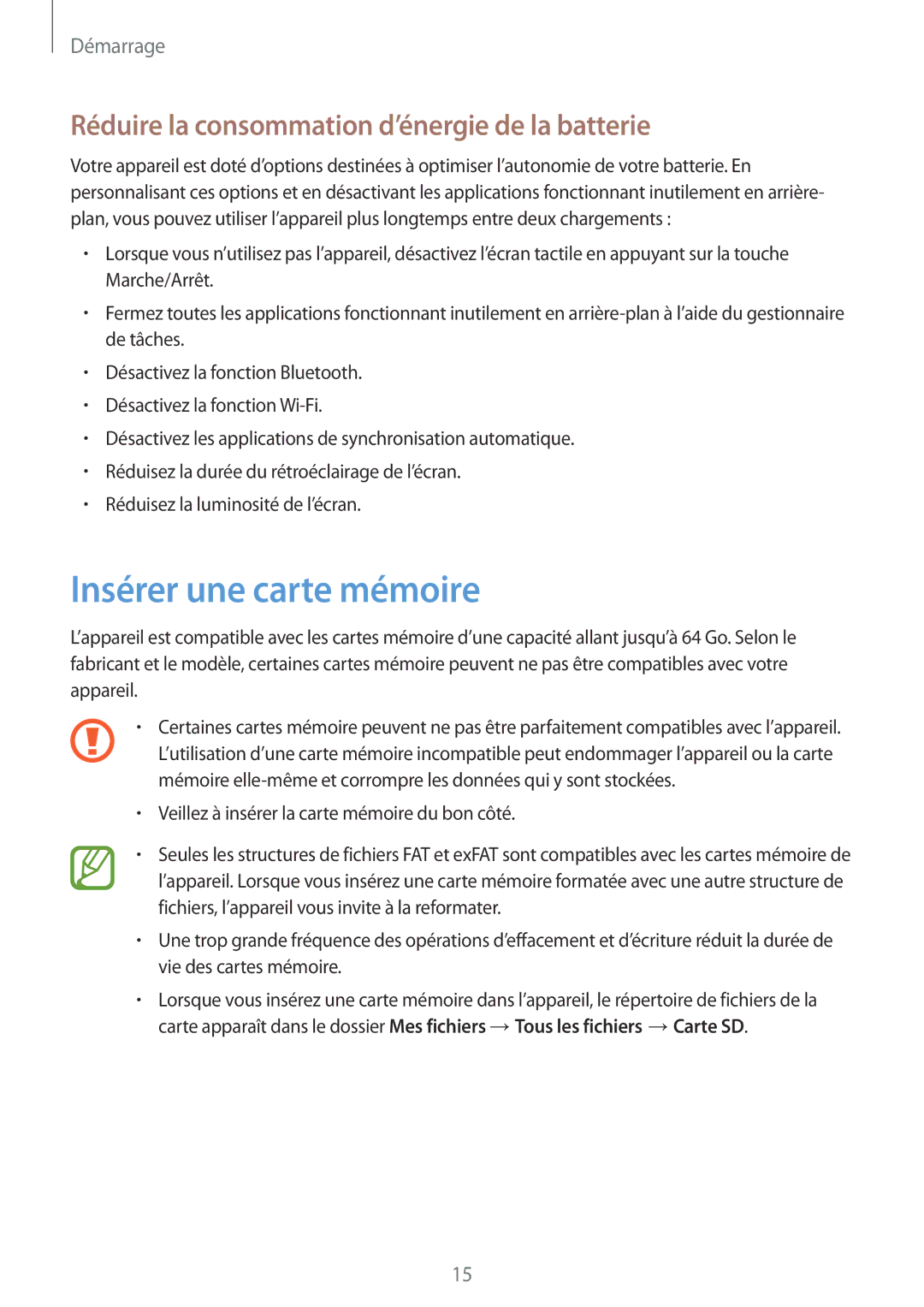 Samsung GT-I9506ZWAFTM, GT-I9506ZKAFTM manual Insérer une carte mémoire, Réduire la consommation d’énergie de la batterie 