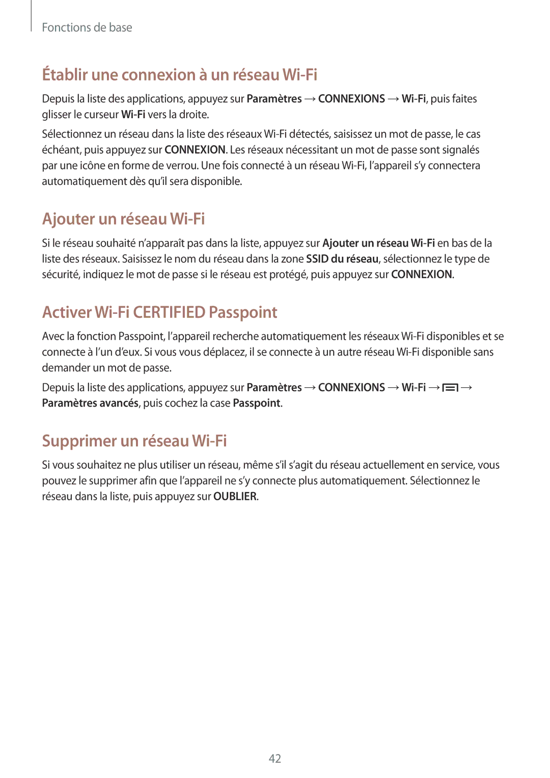 Samsung GT-I9506ZKAFTM Établir une connexion à un réseau Wi-Fi, Ajouter un réseau Wi-Fi, Activer Wi-Fi Certified Passpoint 