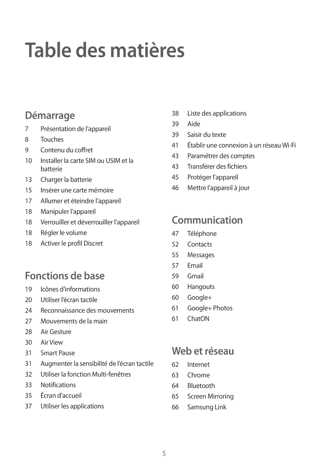 Samsung GT-I9506ZWAFTM, GT-I9506ZKAFTM manual Table des matières 