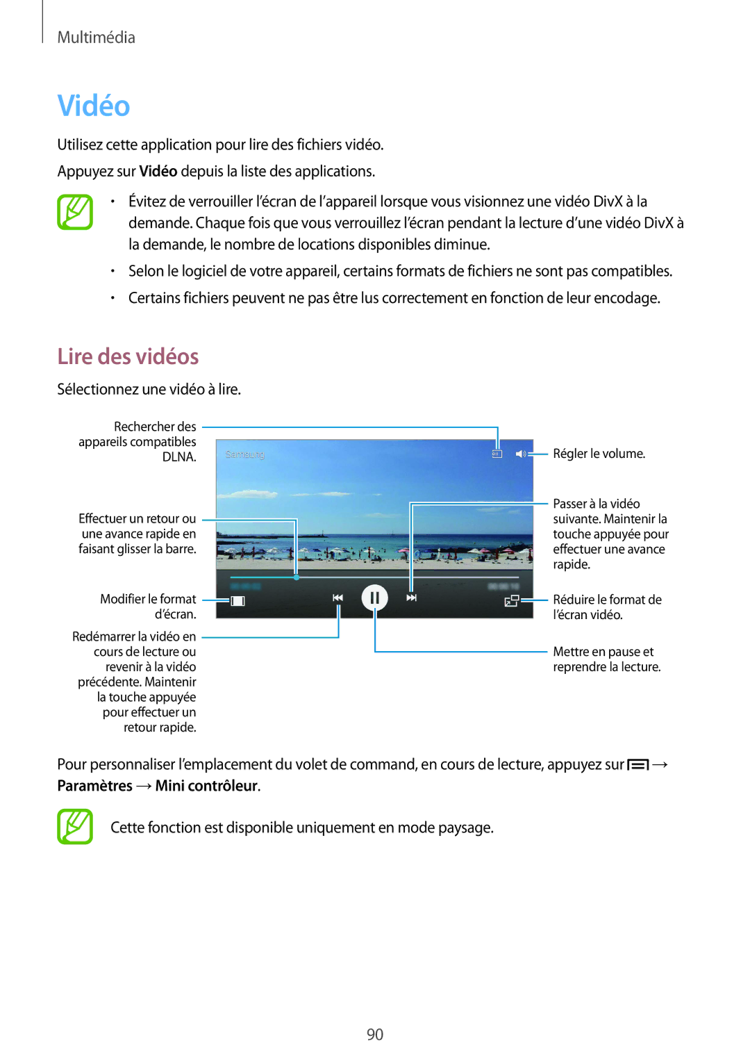 Samsung GT-I9506ZKAFTM, GT-I9506ZWAFTM manual Vidéo, Sélectionnez une vidéo à lire 