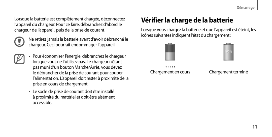 Samsung GT-I9506ZWAFTM, GT-I9506ZKAFTM manual Vérifier la charge de la batterie 