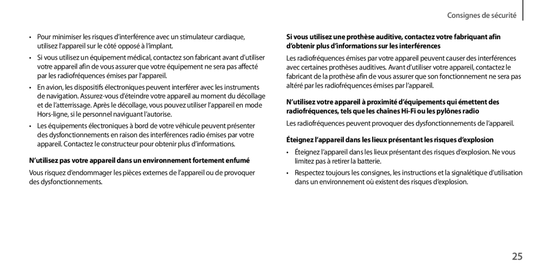 Samsung GT-I9506ZWAFTM, GT-I9506ZKAFTM manual Consignes de sécurité 