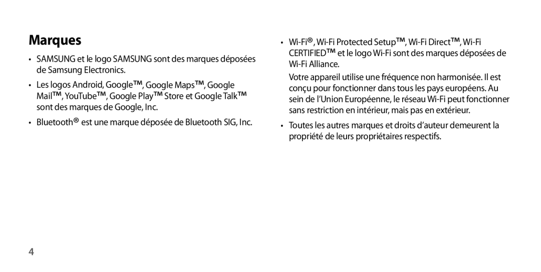 Samsung GT-I9506ZKAFTM, GT-I9506ZWAFTM manual Marques 