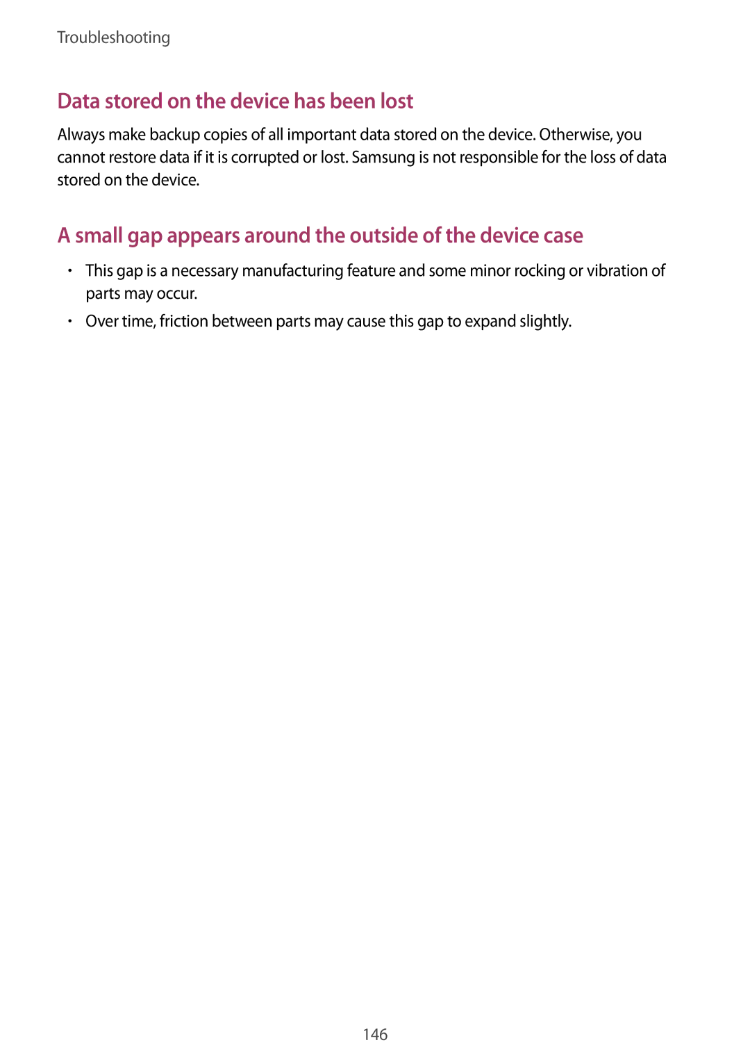 Samsung GT-I9515ZKAXSG, GT-I9515DKYXSG, GT-I9515ZKAKSA, GT-I9515ZNAKSA manual Data stored on the device has been lost 