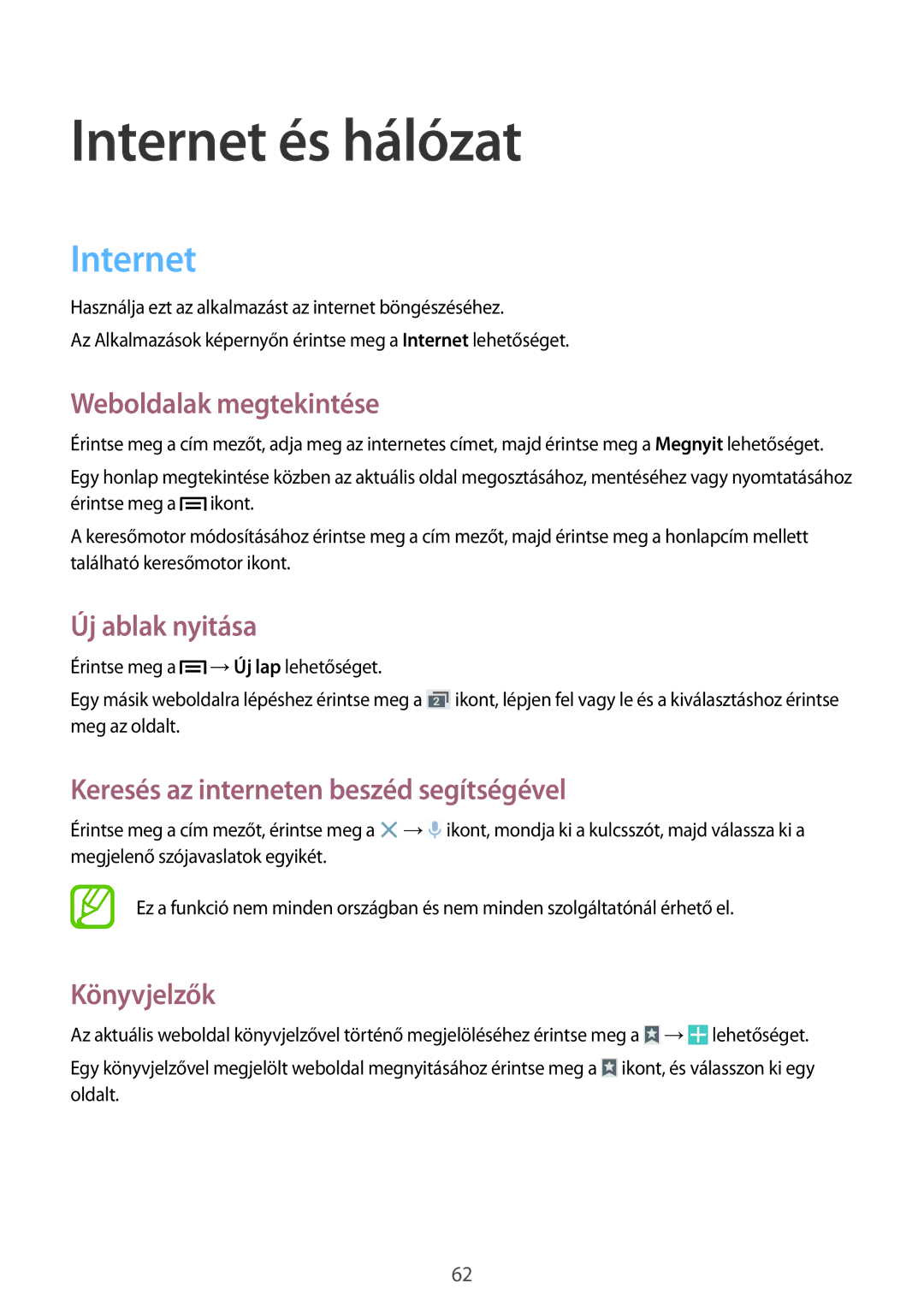 Samsung GT2I9515ZKAXEH, GT-I9515ZKAPLS, GT-I9515ZWAXEO, GT-I9515ZWAPRT, GT-I9515ZWAPLS, GT-I9515ZKAPRT Internet és hálózat 