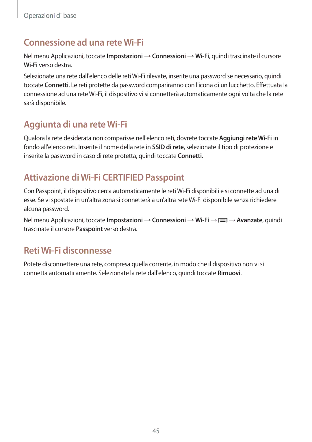 Samsung GT-I9515ZWAPLS Connessione ad una rete Wi-Fi, Aggiunta di una rete Wi-Fi, Attivazione di Wi-Fi Certified Passpoint 