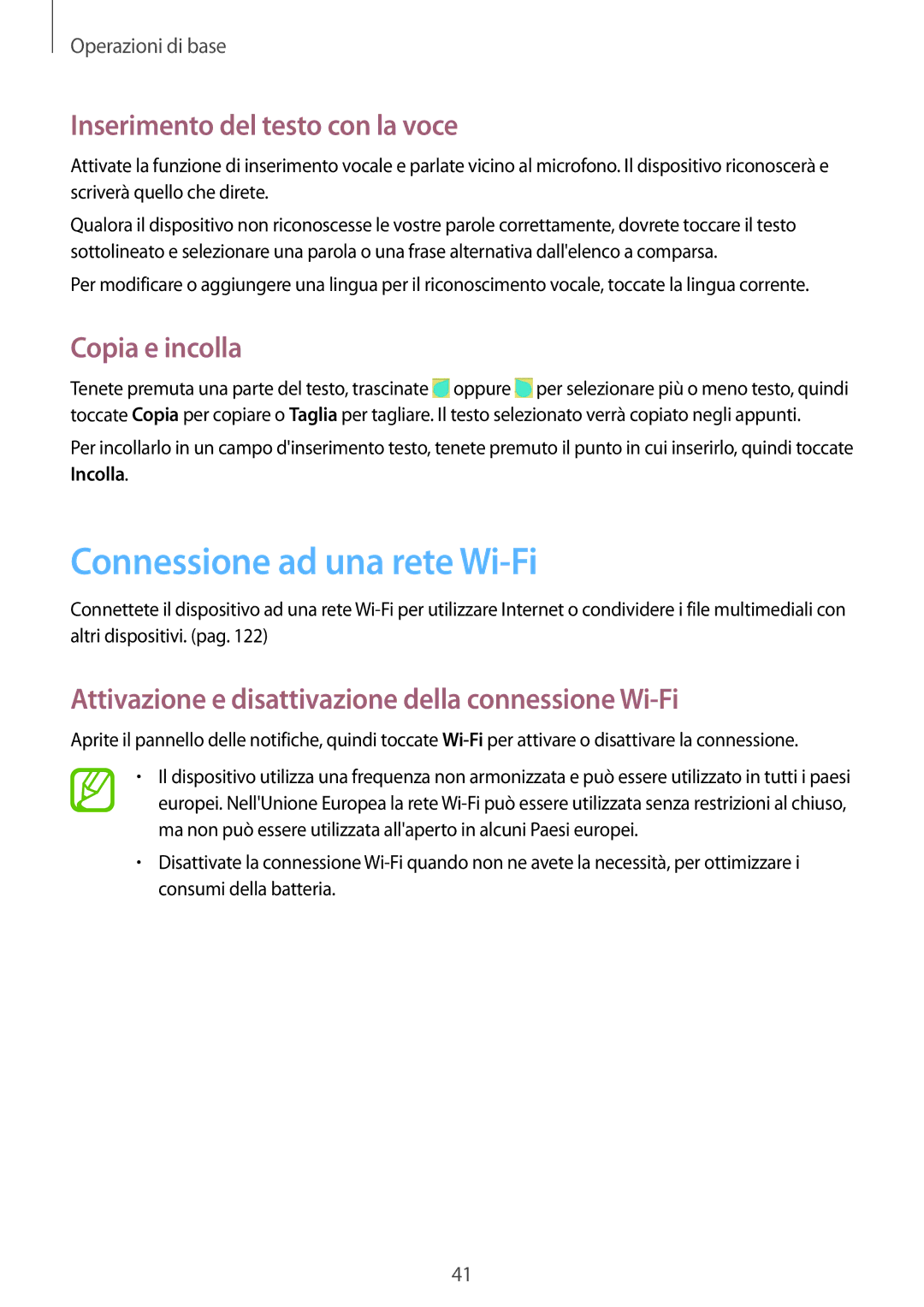 Samsung GT-I9515ZKAITV, GT-I9515ZSADBT Connessione ad una rete Wi-Fi, Inserimento del testo con la voce, Copia e incolla 