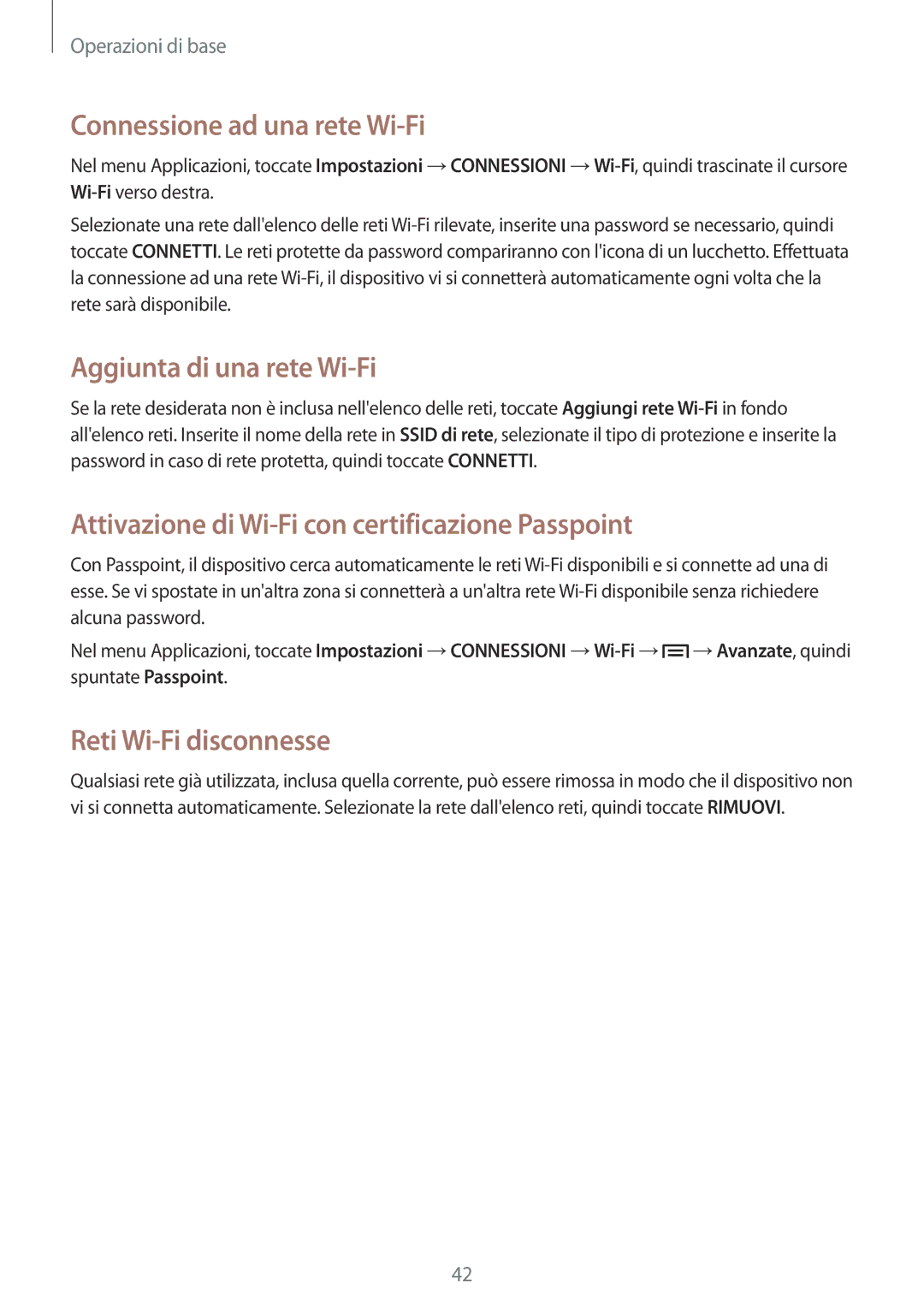 Samsung GT-I9515ZSADBT, GT-I9515ZKAPLS Connessione ad una rete Wi-Fi, Aggiunta di una rete Wi-Fi, Reti Wi-Fi disconnesse 