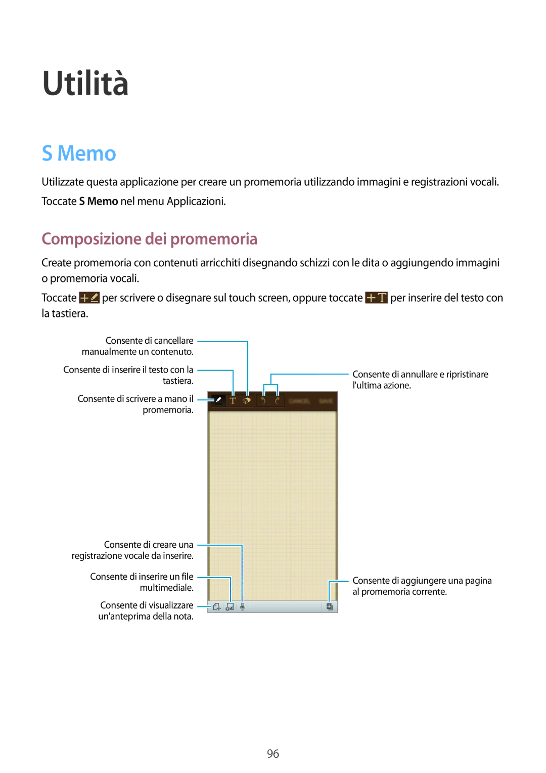 Samsung GT-I9515ZSAHUI, GT-I9515ZSADBT, GT-I9515ZKAPLS, GT-I9515ZWAPRT, GT-I9515ZWAPLS manual Memo, Composizione dei promemoria 