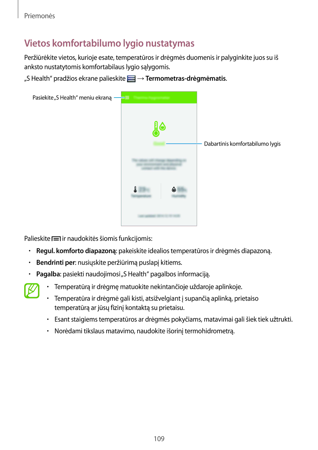 Samsung GT-I9515ZWASEB, GT-I9515ZSASEB manual Vietos komfortabilumo lygio nustatymas 