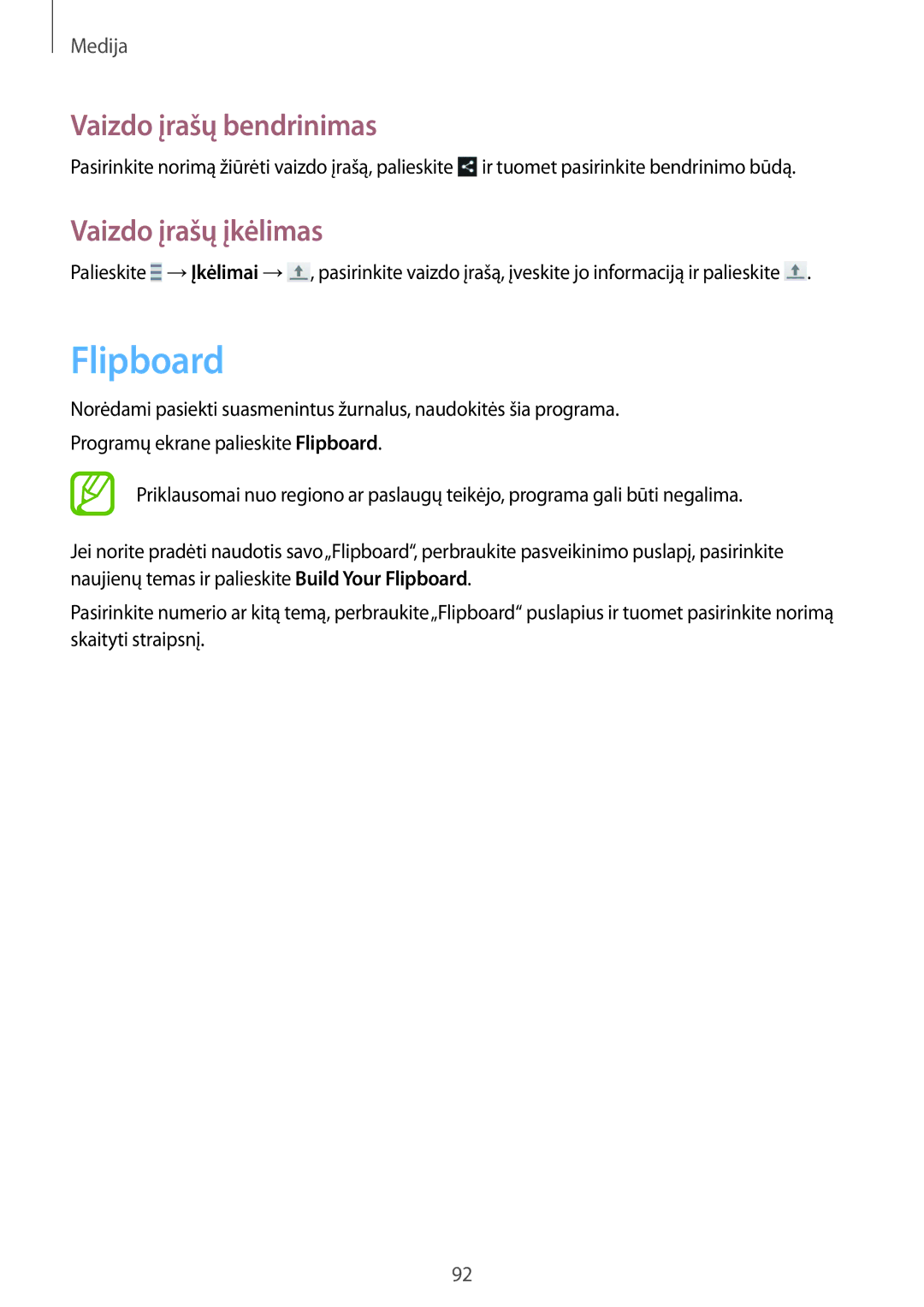 Samsung GT-I9515ZSASEB, GT-I9515ZWASEB manual Flipboard, Vaizdo įrašų įkėlimas 