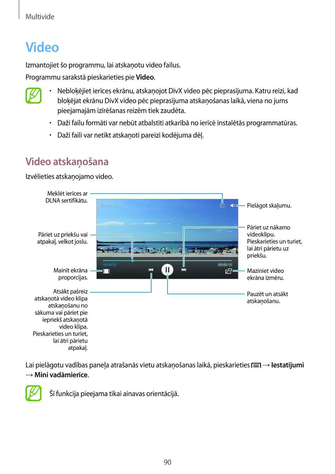 Samsung GT-I9515ZSASEB, GT-I9515ZWASEB manual Video, → Mini vadāmierīce 