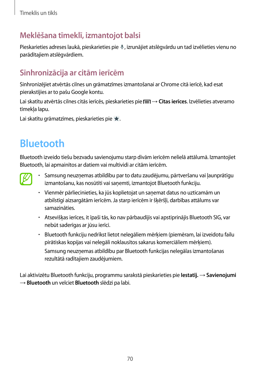 Samsung GT-I9515ZSASEB, GT-I9515ZWASEB manual Bluetooth, Sinhronizācija ar citām ierīcēm 