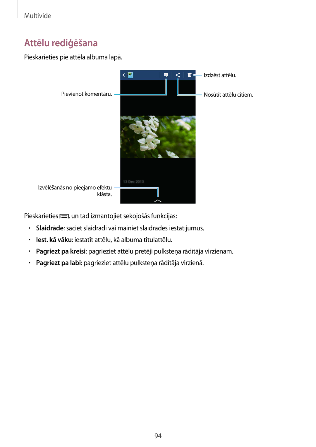 Samsung GT-I9515ZSASEB, GT-I9515ZWASEB manual Pieskarieties pie attēla albuma lapā 