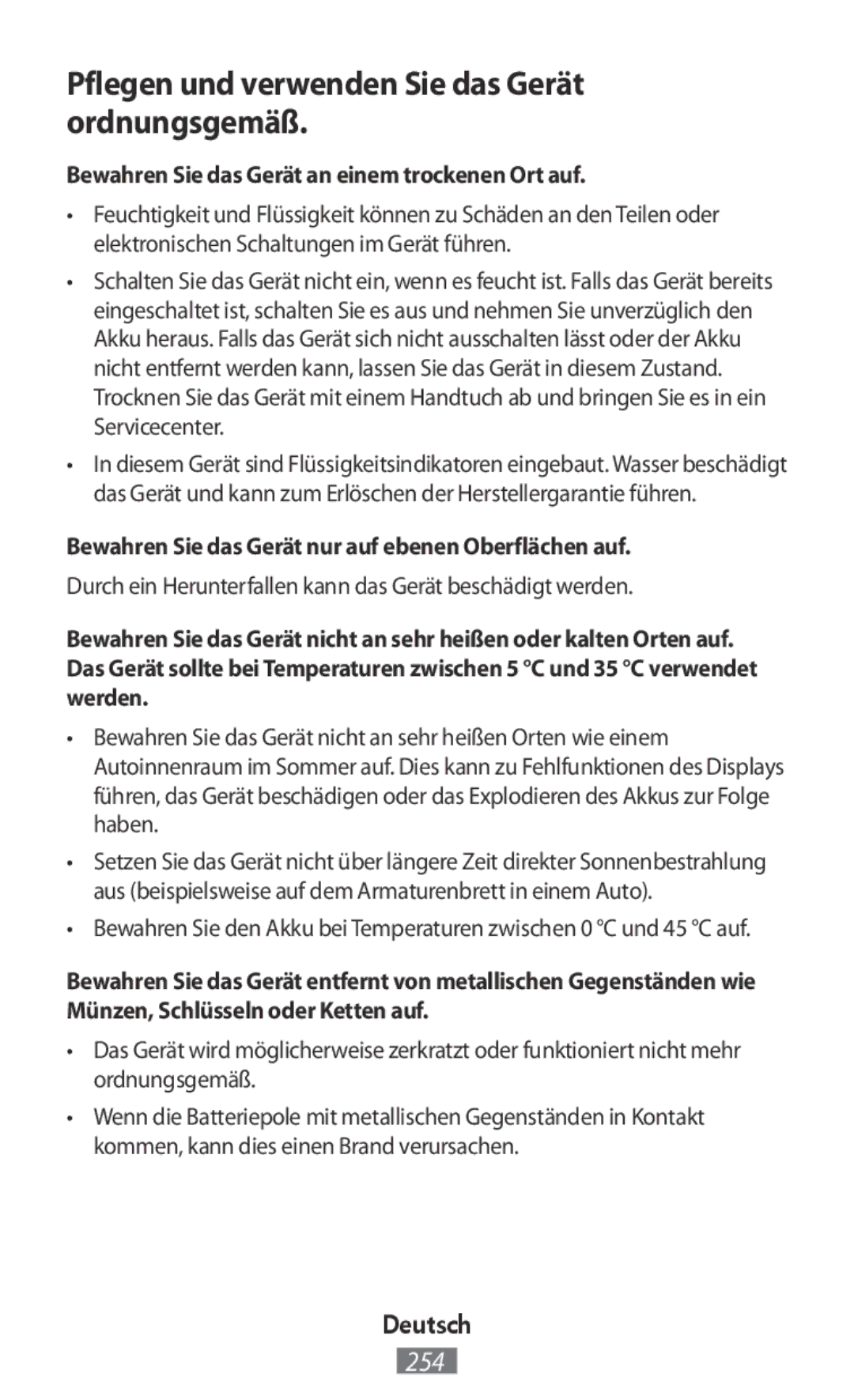 Samsung GT-I9515ZWAXEO, GT-I9515ZWAVD2, GT-I9515ZSADBT, GT-I9515ZKAPLS Pflegen und verwenden Sie das Gerät ordnungsgemäß 