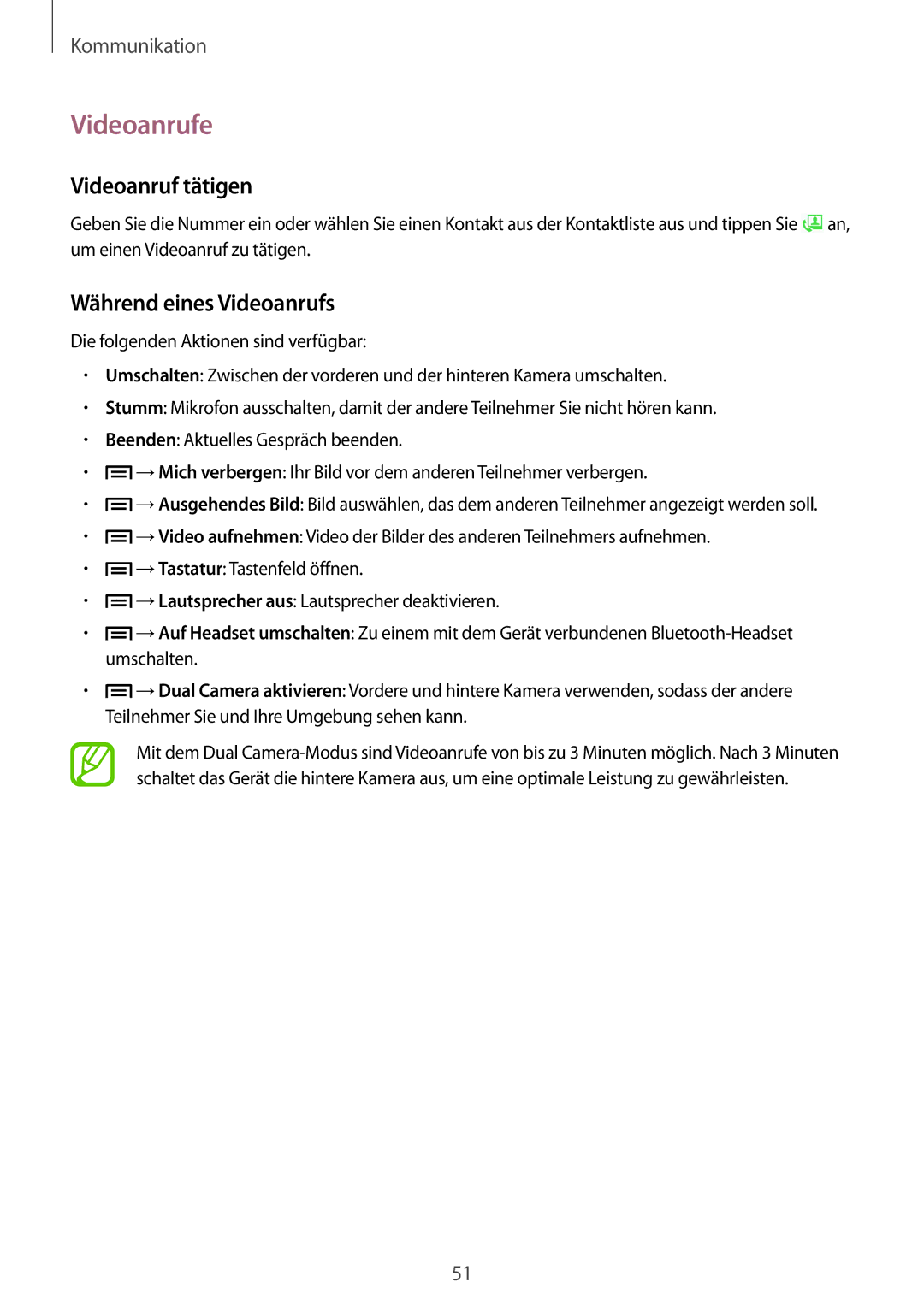 Samsung GT-I9515ZWAXEO, GT-I9515ZWAVD2, GT-I9515ZSADBT manual Videoanrufe, Videoanruf tätigen, Während eines Videoanrufs 