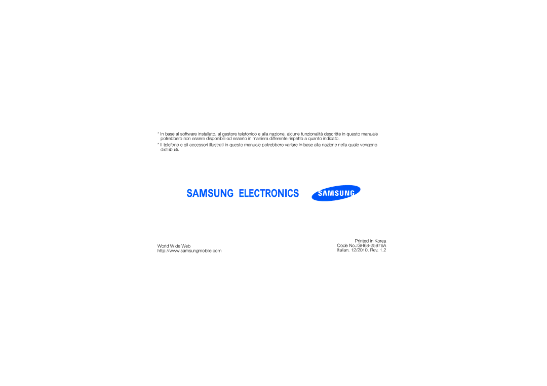 Samsung GT-M5650IKADRE, GT-M5650VBAITV, GT-M5650IKAITV manual Code No.GH68-25976A 