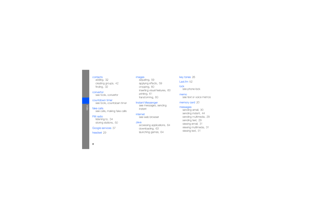 Samsung GT-M5650VBAXEF Creating groups, 42 finding, See tools, convertor, See tools, countdown timer, Storing stations 