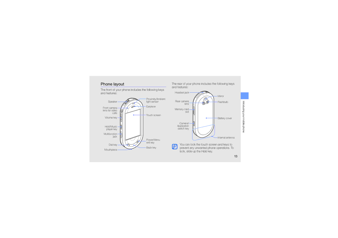 Samsung GT-M7603RKAPCL, SWG-M7603RKPCL manual Phone layout 