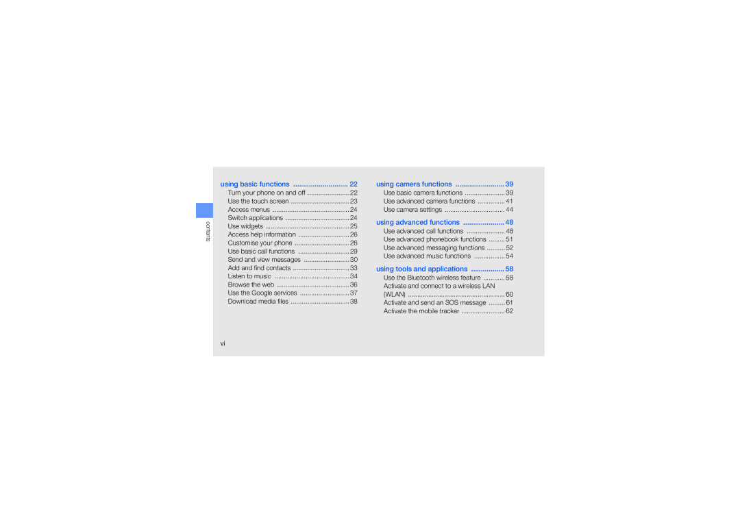 Samsung GT-M8910UIAFOP, GT-M8910OSADBT, GT-M8910MKATUR manual Using basic functions, Activate and connect to a wireless LAN 