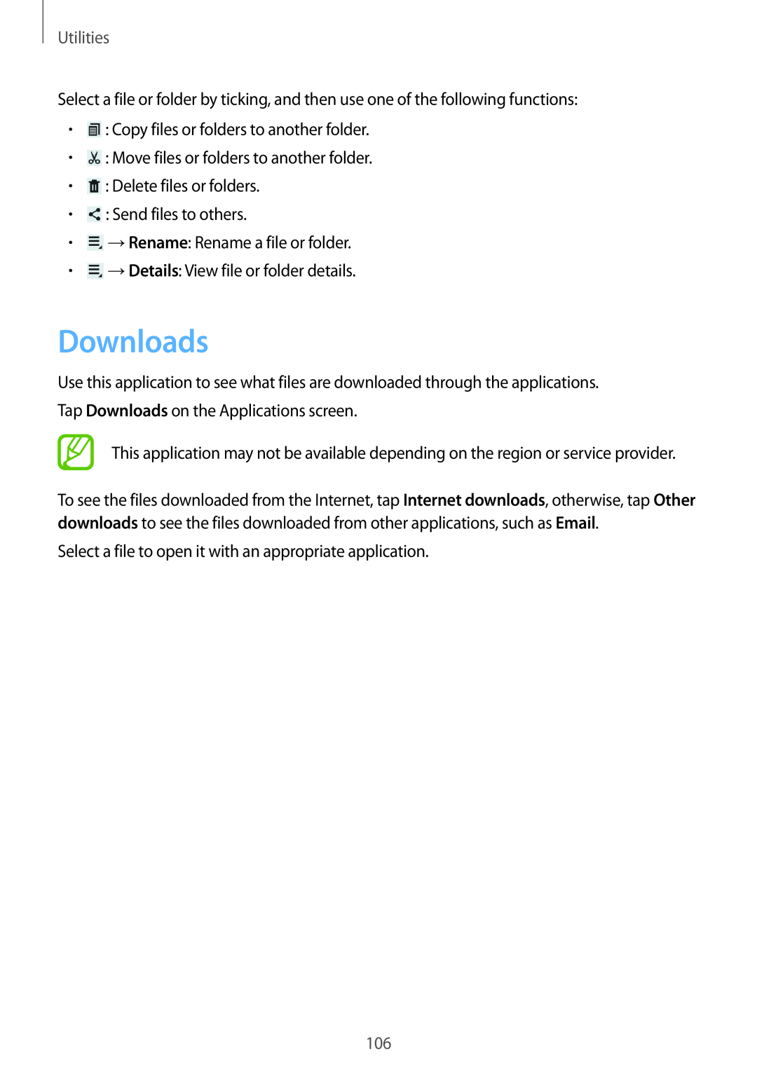 Samsung GT-N5100 user manual Downloads, Utilities 