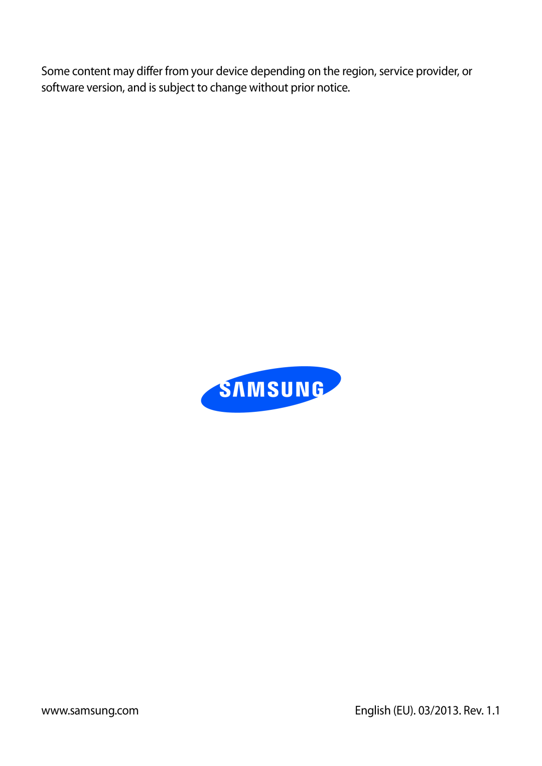 Samsung GT-N5100 user manual English EU. 03/2013. Rev 