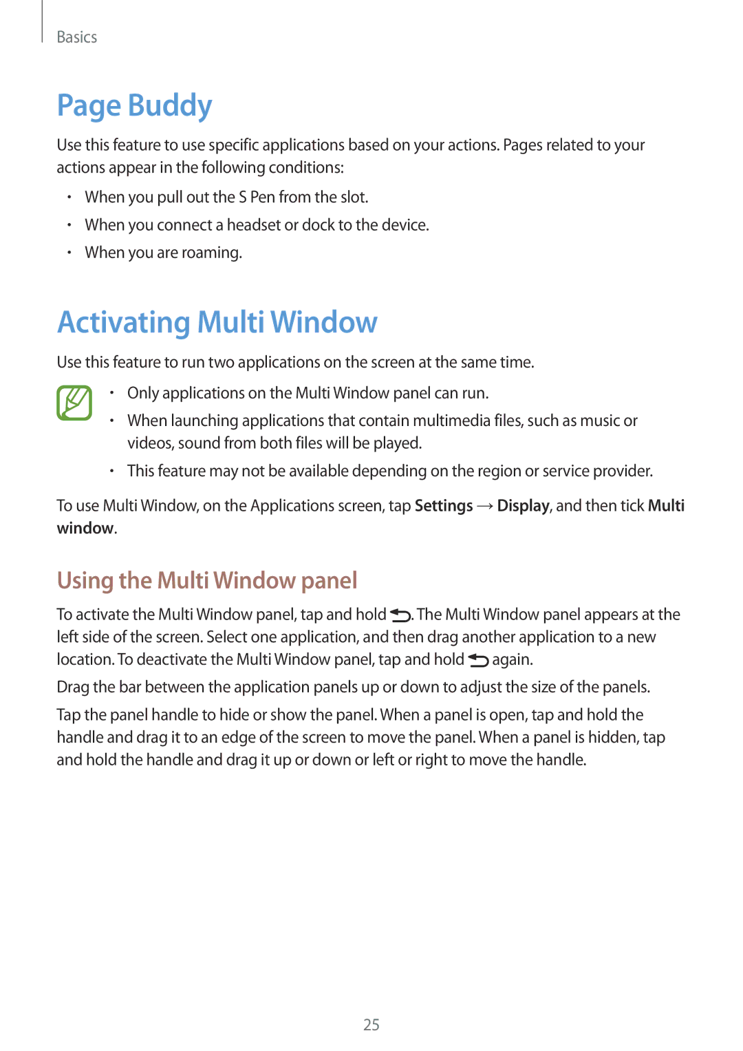 Samsung GT-N5100ZWACOA, GT-N5100ZWAXEF, GT-N5100ZWAXEO manual Buddy, Activating Multi Window, Using the Multi Window panel 