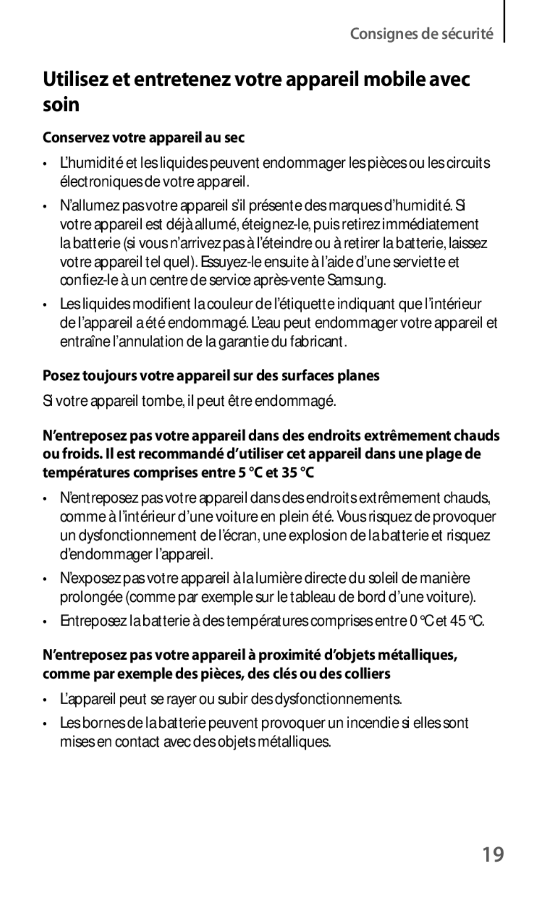 Samsung GT-N5100ZWAXEF manual Utilisez et entretenez votre appareil mobile avec soin 