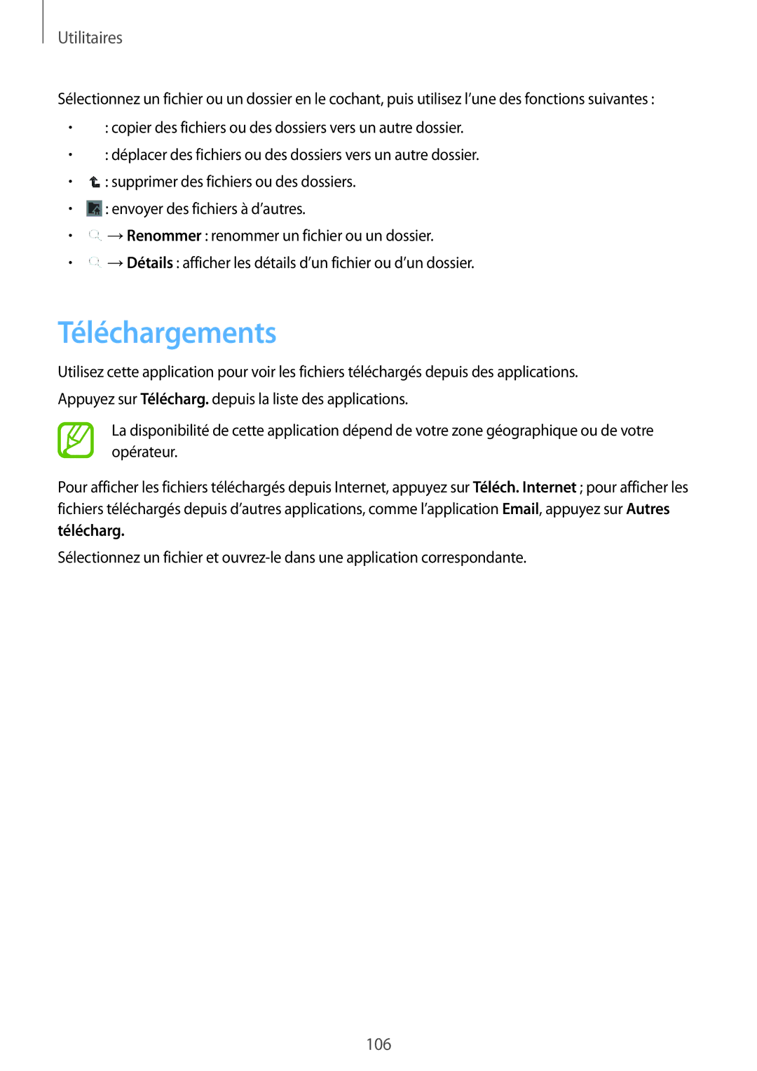 Samsung GT-N5100ZWAXEF manual Téléchargements 