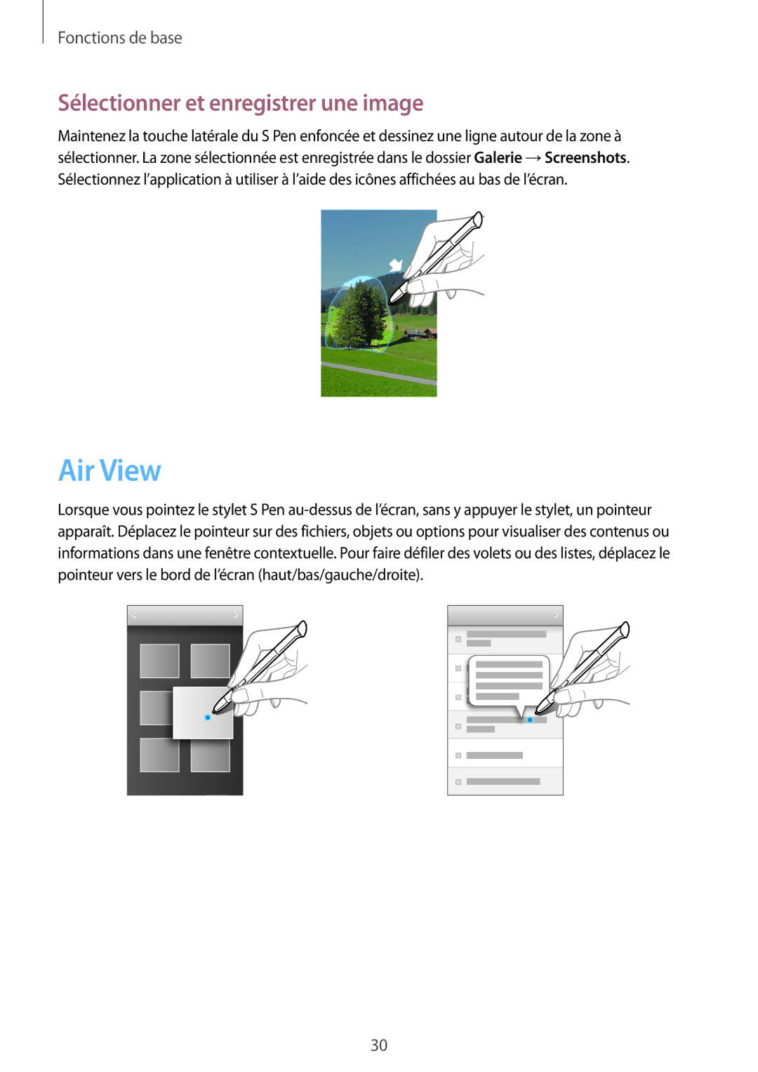 Samsung GT-N5100ZWAXEF manual Air View, Sélectionner et enregistrer une image 